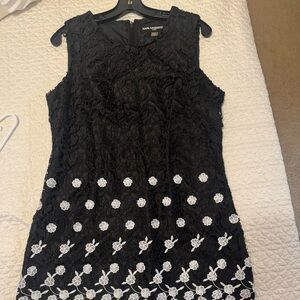 Karl Lagerfeld Black Mini Dress with White Floral Design